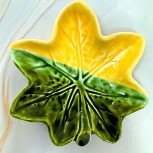 New Green/Yellow Japanese Maple Leaf Soy Sauce/Wasabi Dish